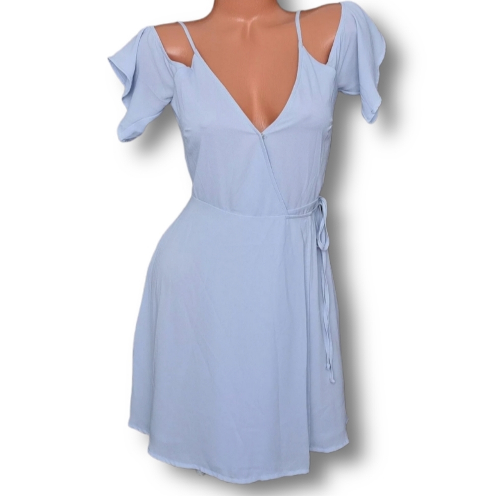Lush Nordstrom Blue Surplice Cold Shoulder dress